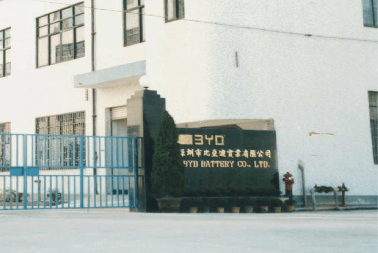 Fondation de BYD à Shenzhen en 1995, spécialiste des batteries lithium-ion en Chine