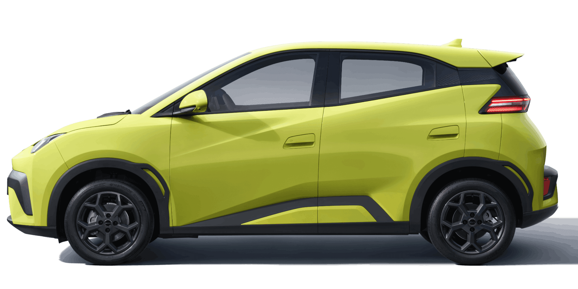 Vue latérale du BYD Dolphin Surf Vert citron