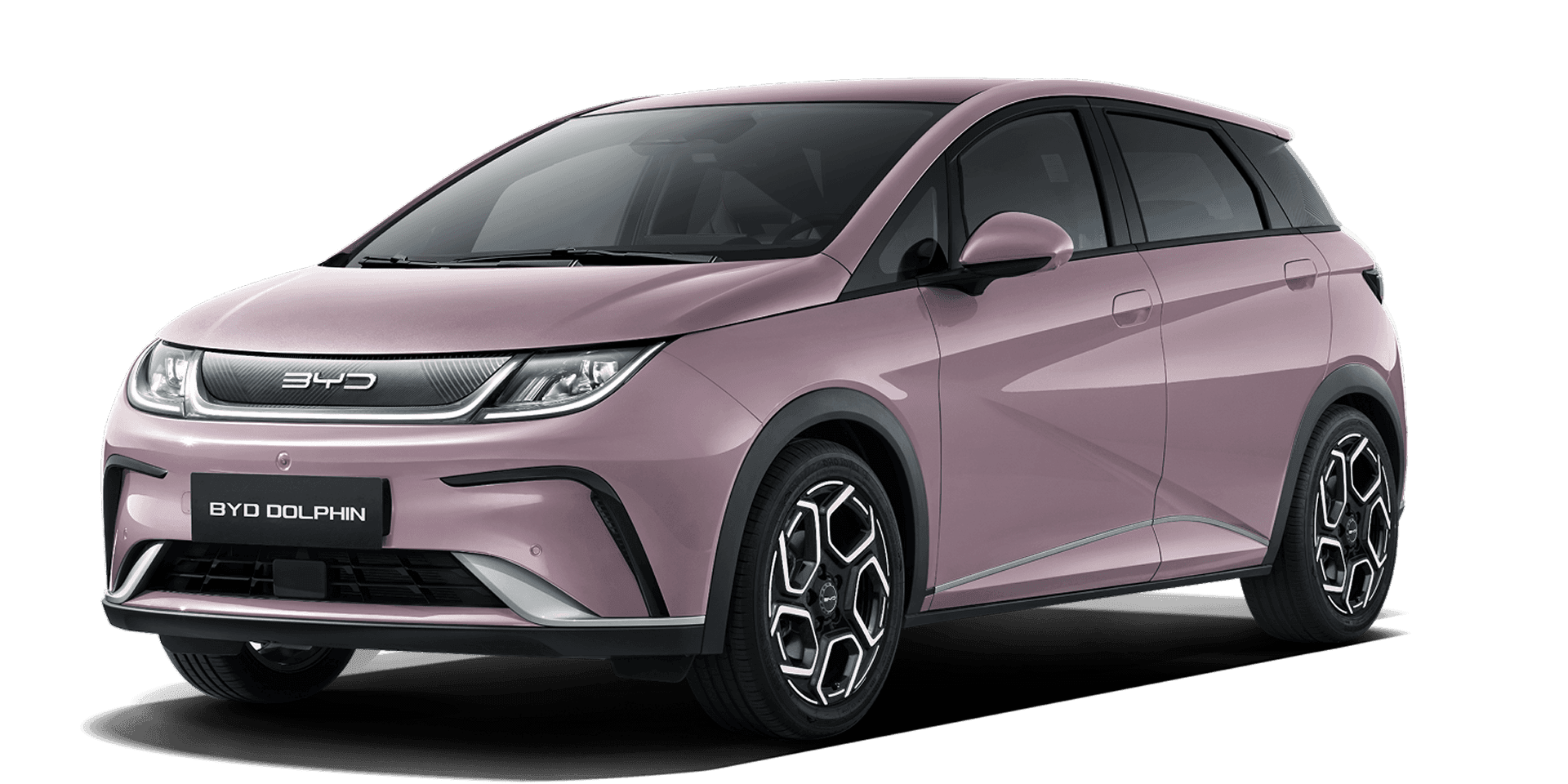 BYD Dolphin couleur Rose Corail ,voiture électrique compacte