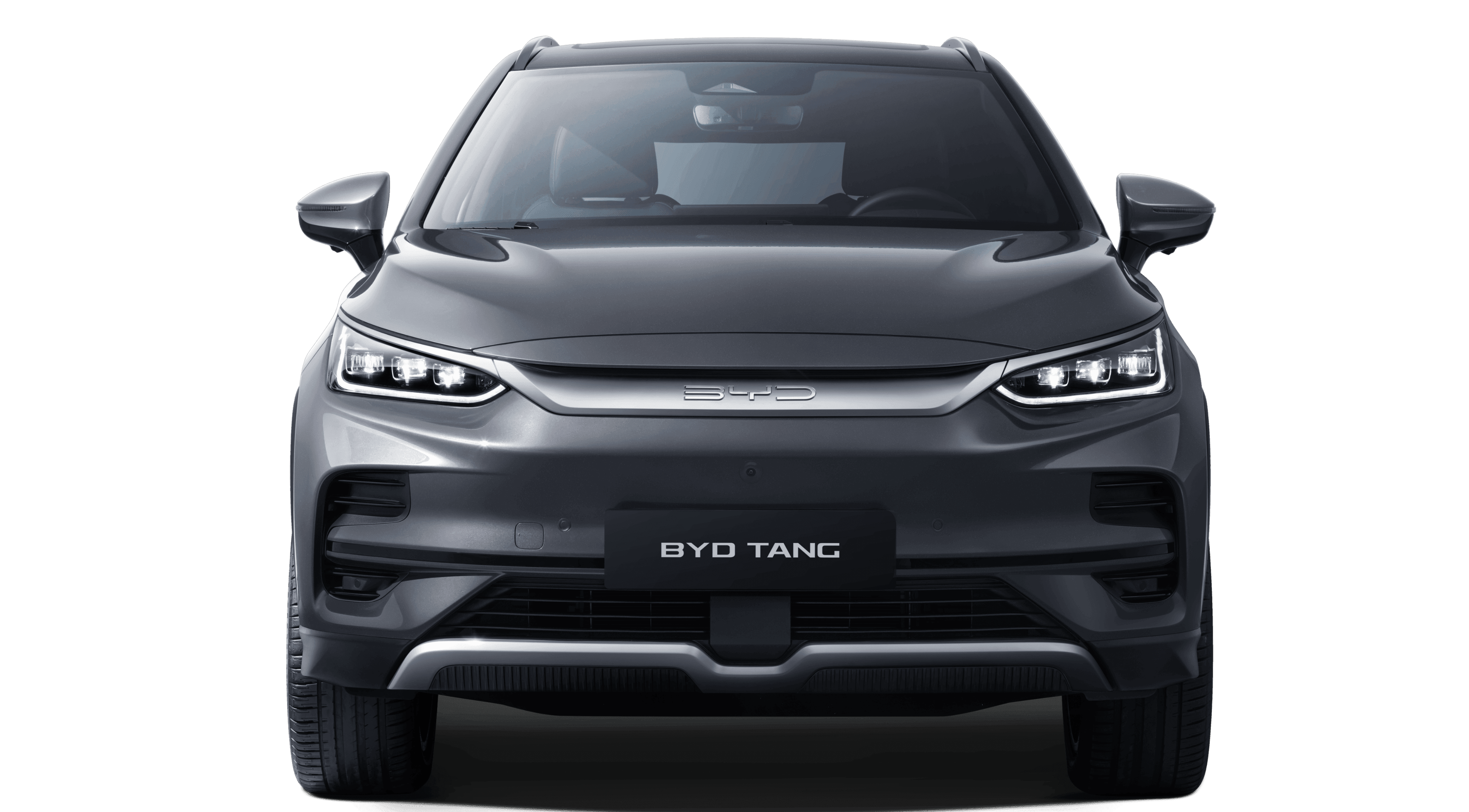 Face avant du SUV électrique BYD Tang gris avec phares LED